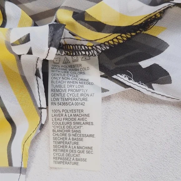 Tanjay Yellow Black Semi Sheer Blouse, Large - Picture 8 of 10
